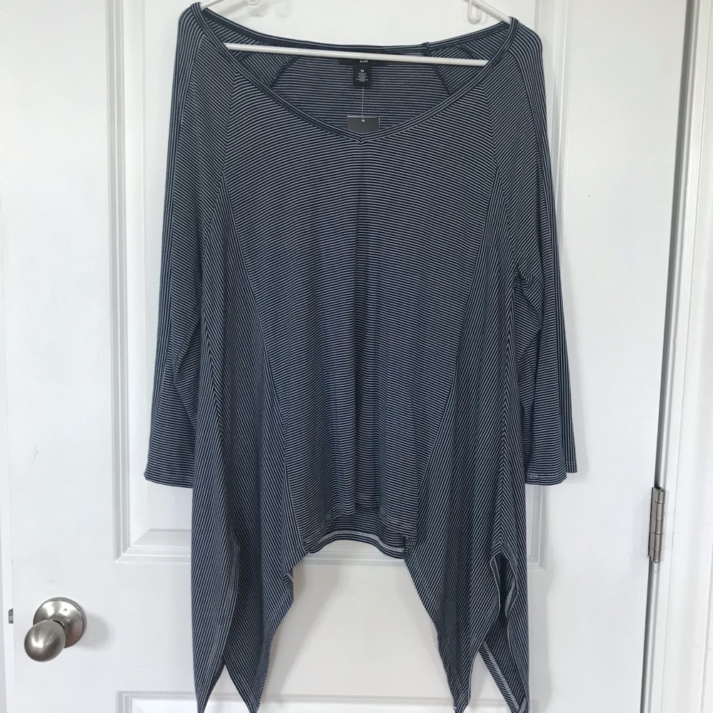 Nine West blue white striped top NWT